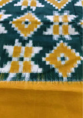 Telia Rumal Saree- Mustard & Green TR01