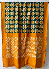 Telia Rumal Saree- Mustard & Green TR01