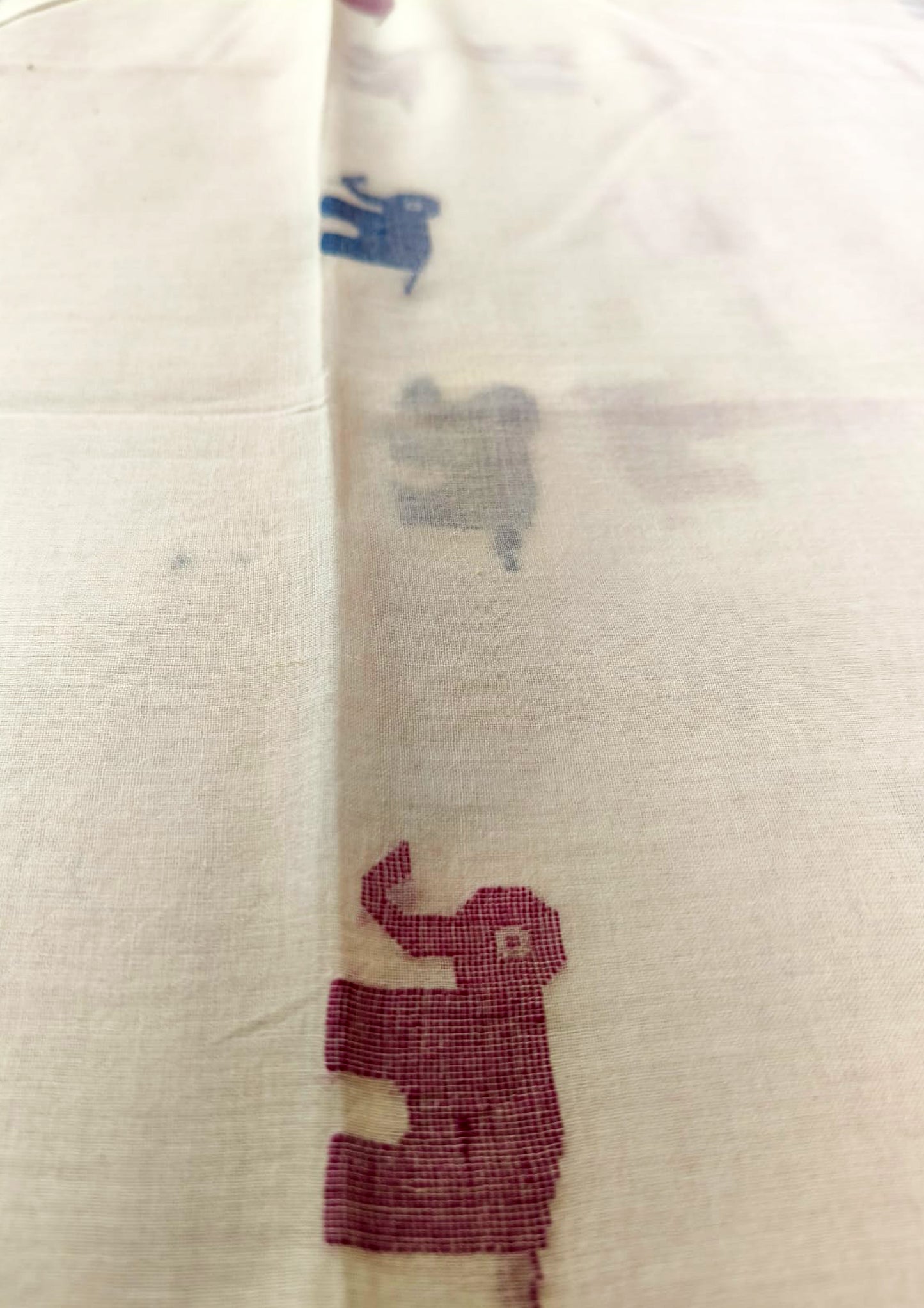 Jamdani Stole - Hathi - White w2