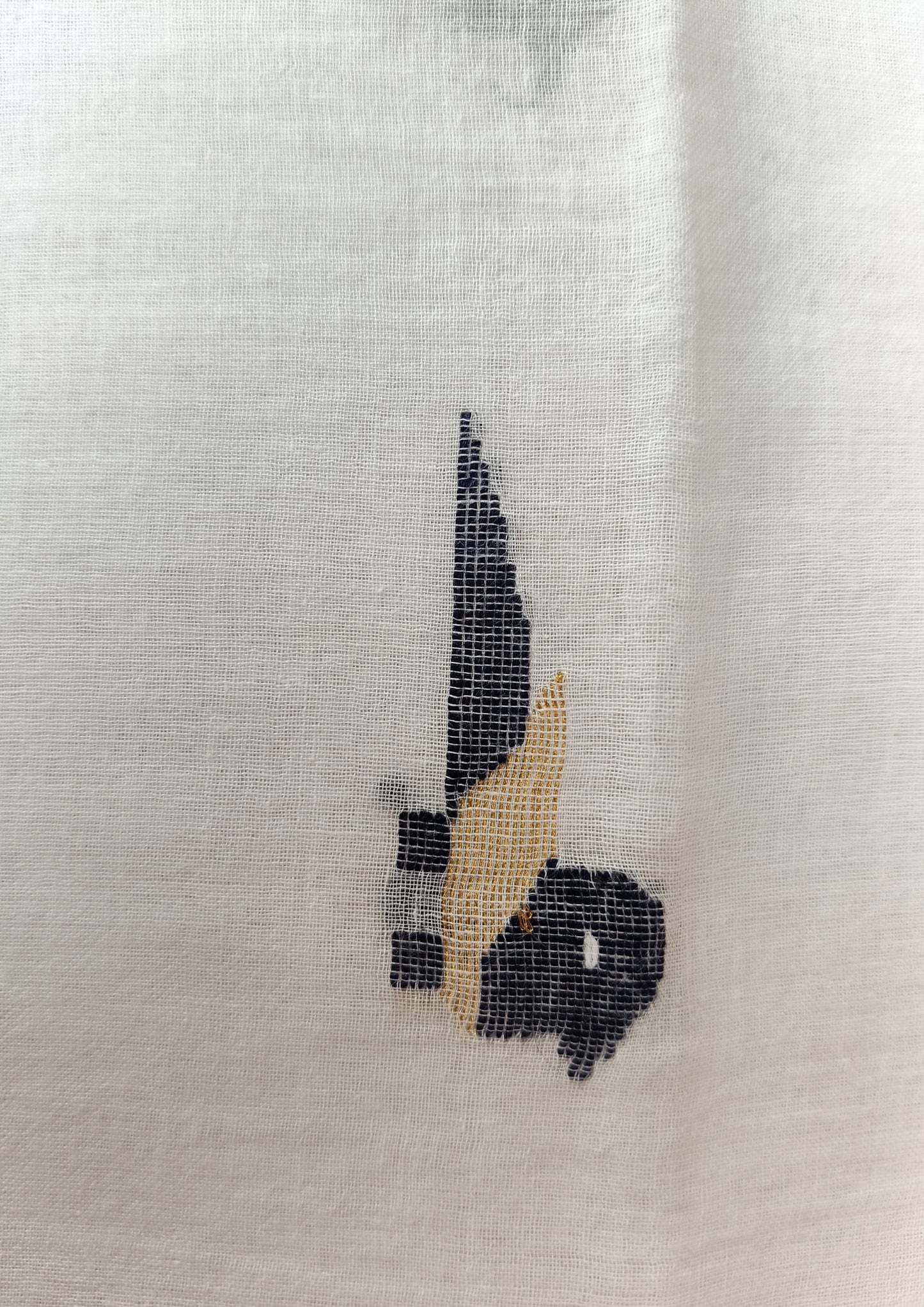 Jamdani Stole- Chidiya- White w3
