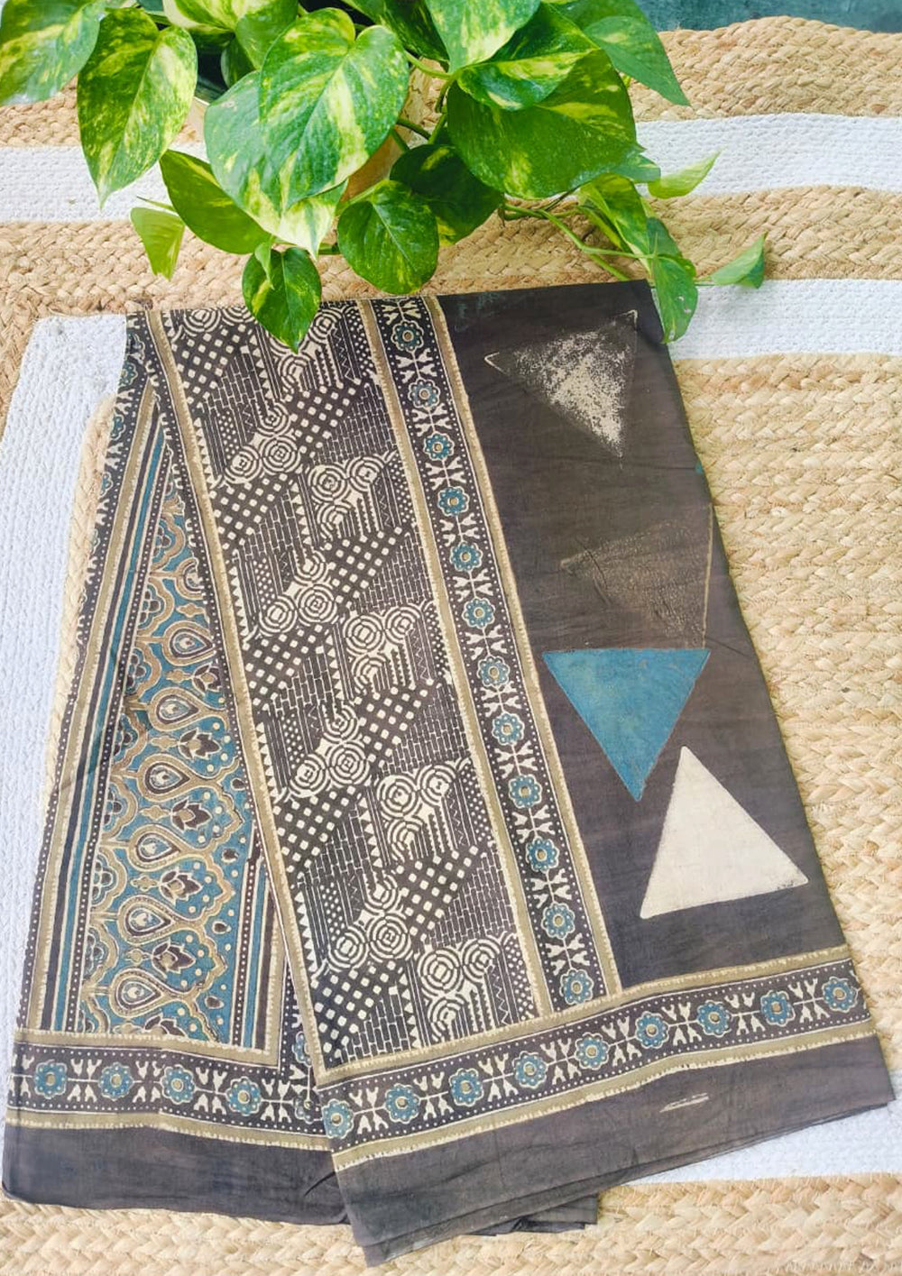Ajrakh Cotton Dupatta - D2 Kashish - Wefta