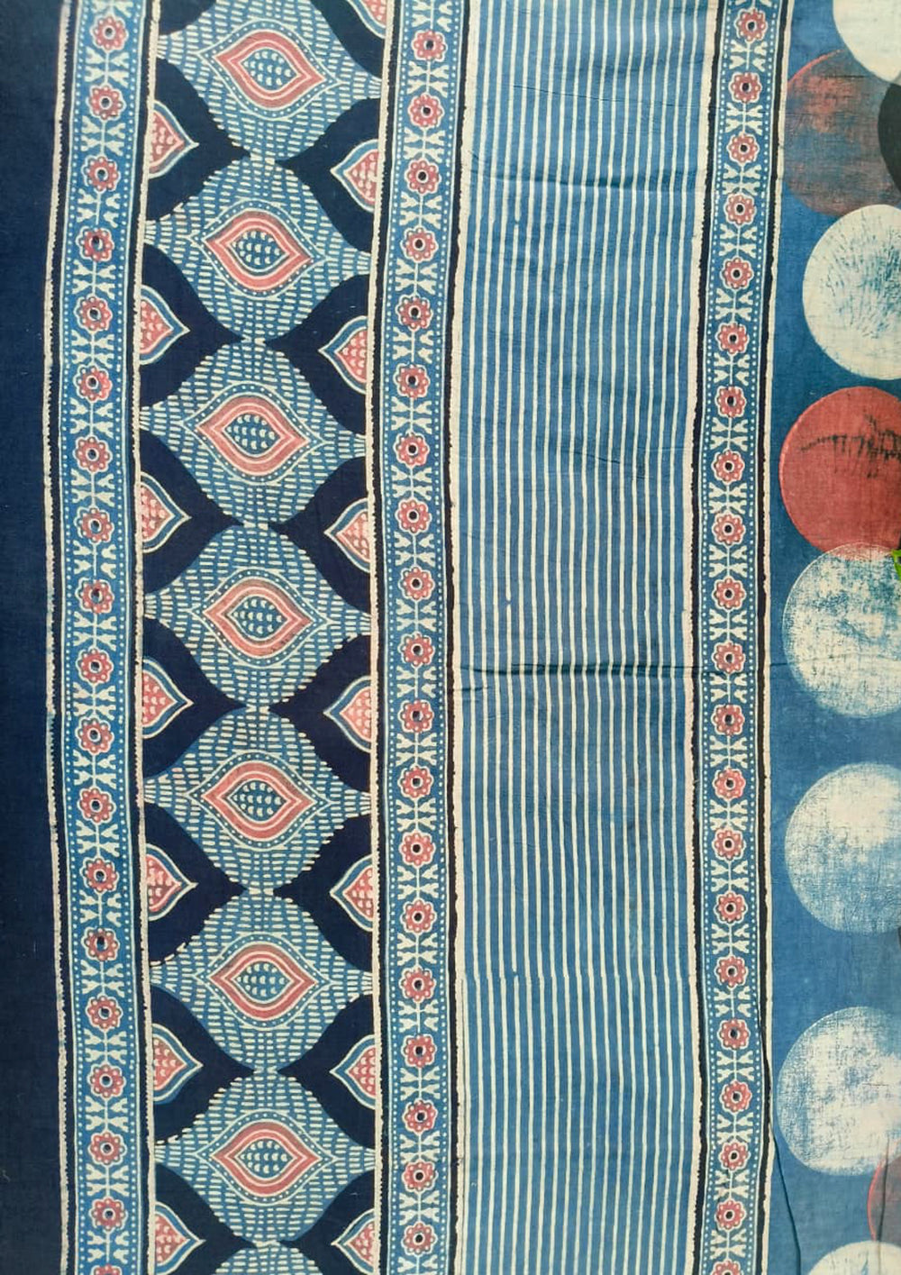 Ajrakh Cotton Dupatta - D4 Indigo - Wefta