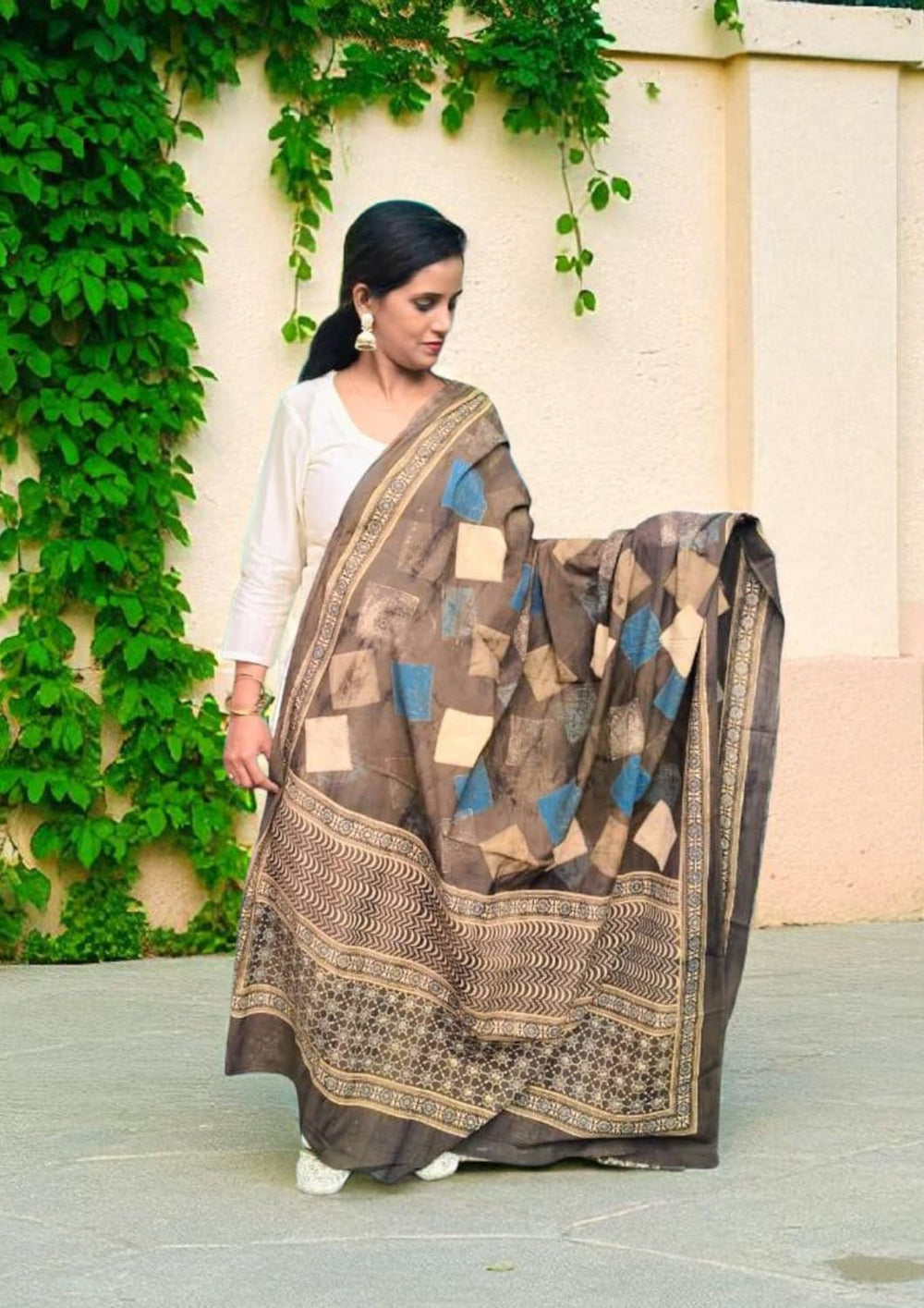 Ajrakh Cotton Dupatta - D5 Kashish - Wefta