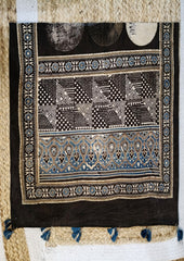 Ajrakh Cotton Stole 6 - Brown B2 - Wefta
