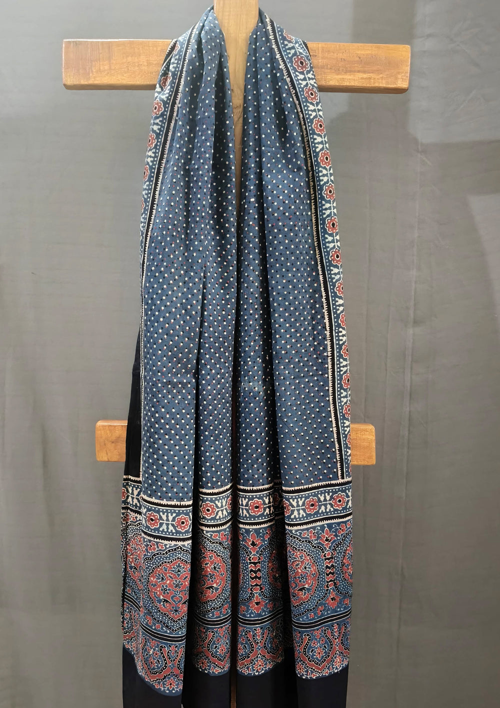 Ajrakh Cotton Stole - Blue B1 - Wefta