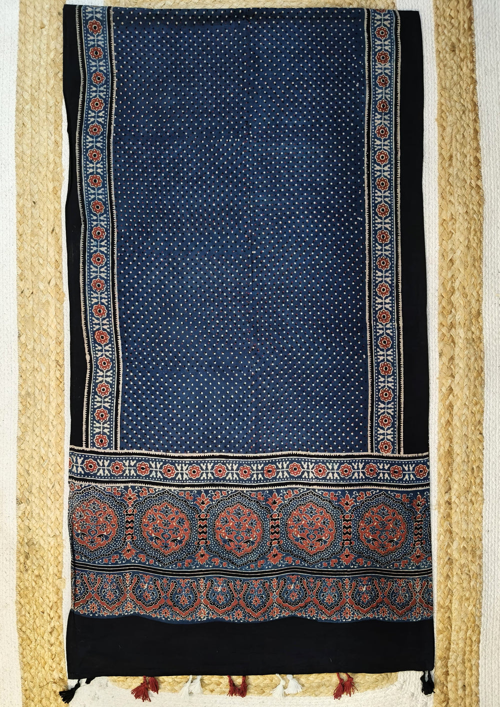 Ajrakh Cotton Stole - Blue B1 - Wefta
