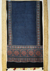 Ajrakh Cotton Stole - Blue B1 - Wefta