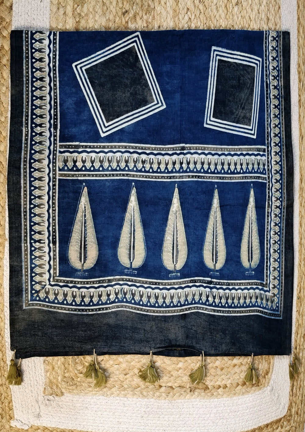 Ajrakh Cotton Stole - Blue B4 - Wefta