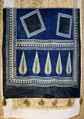 Ajrakh Cotton Stole - Blue B4 - Wefta