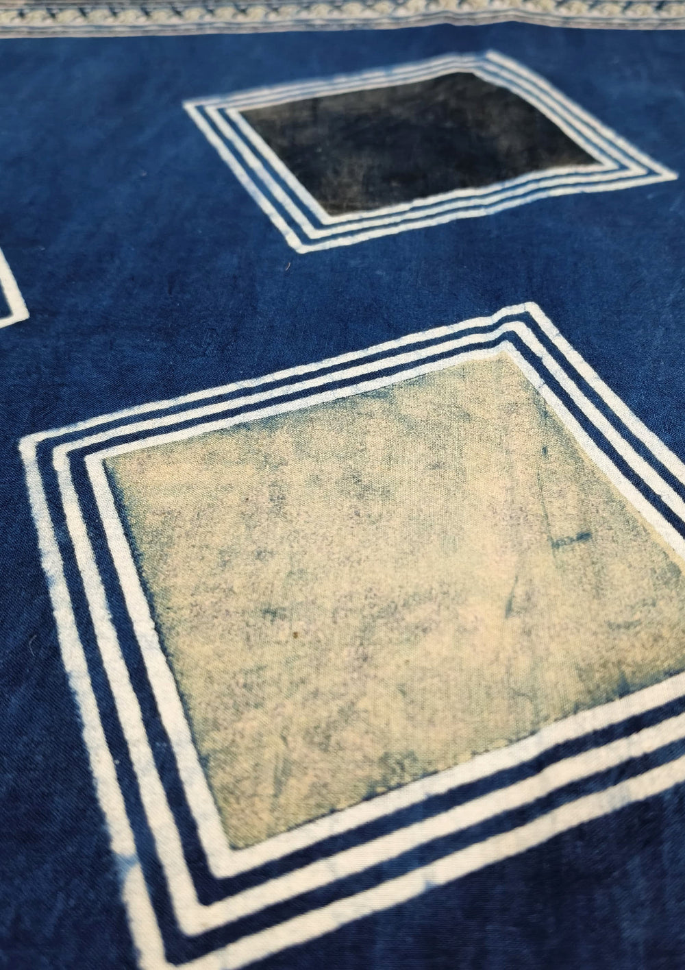 Ajrakh Cotton Stole - Blue B4 - Wefta