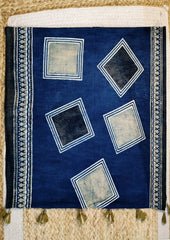 Ajrakh Cotton Stole - Blue B4 - Wefta