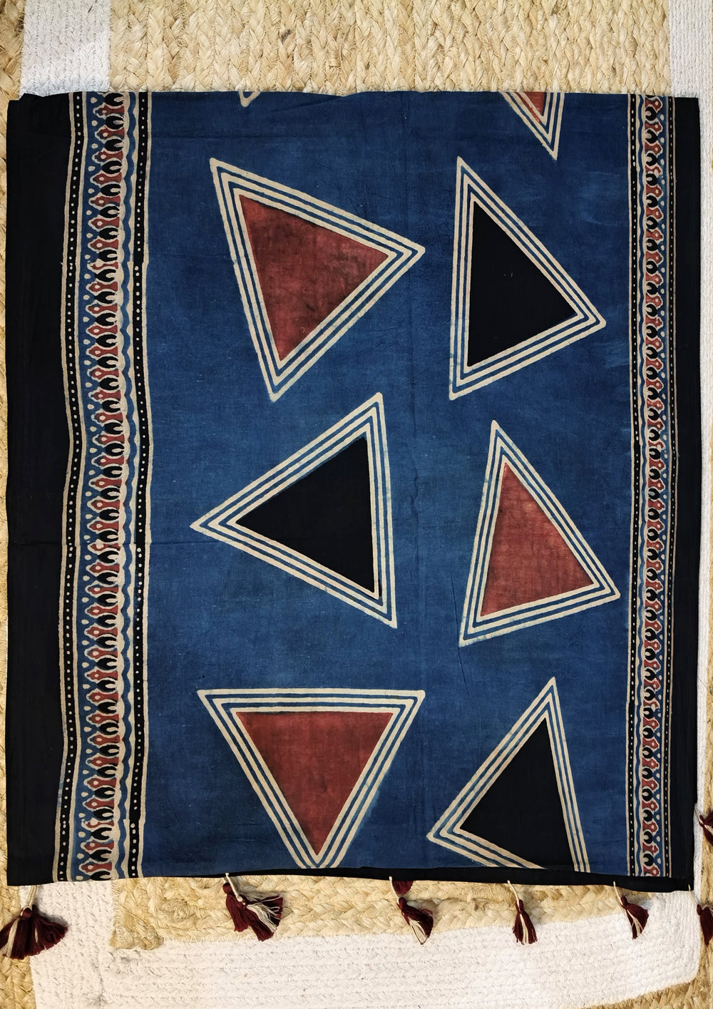 Ajrakh Cotton Stole - Blue B5 - Wefta