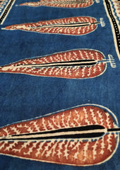 Ajrakh Cotton Stole - Blue B5 - Wefta