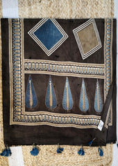 Ajrakh Cotton Stole - Brown B3 - Wefta