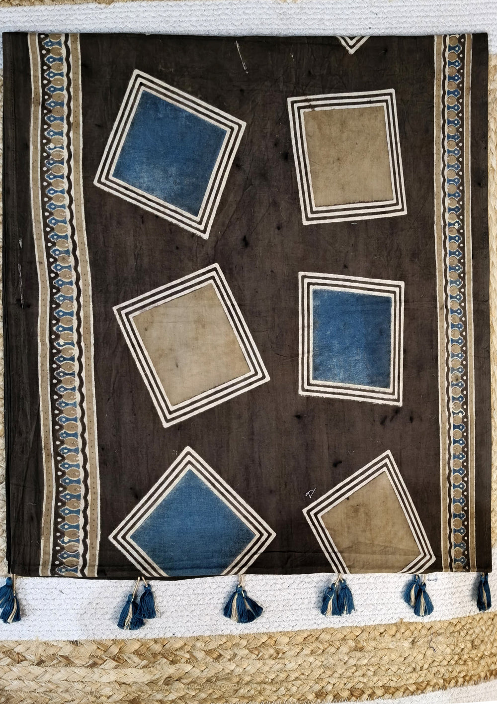 Ajrakh Cotton Stole - Brown B3 - Wefta