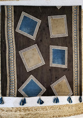 Ajrakh Cotton Stole - Brown B3 - Wefta