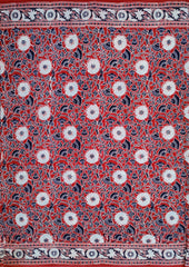 Ajrakh Handblock Printed Cotton Mulmul Saree- Mco2 Red - Wefta