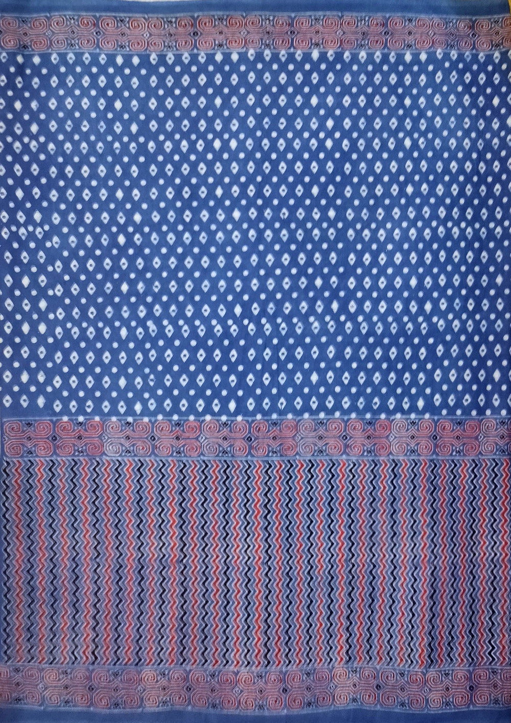 Ajrakh Handblock Printed Cotton Mulmul Saree - Mco4 Blue - Wefta