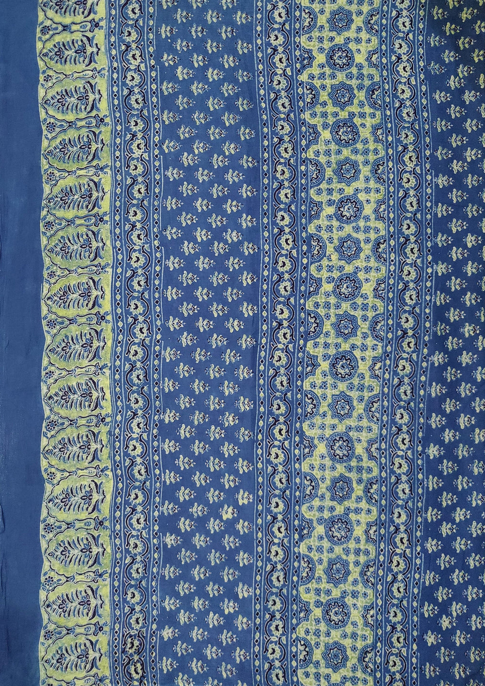 Ajrakh Handblock Printed Cotton Mulmul Saree - Mco5 Blue - Wefta