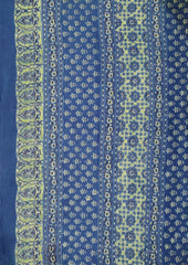 Ajrakh Handblock Printed Cotton Mulmul Saree - Mco5 Blue - Wefta