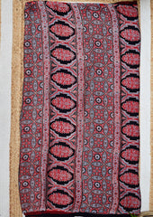 Ajrakh Handblock Printed Modal Saree- M1 Red - Wefta
