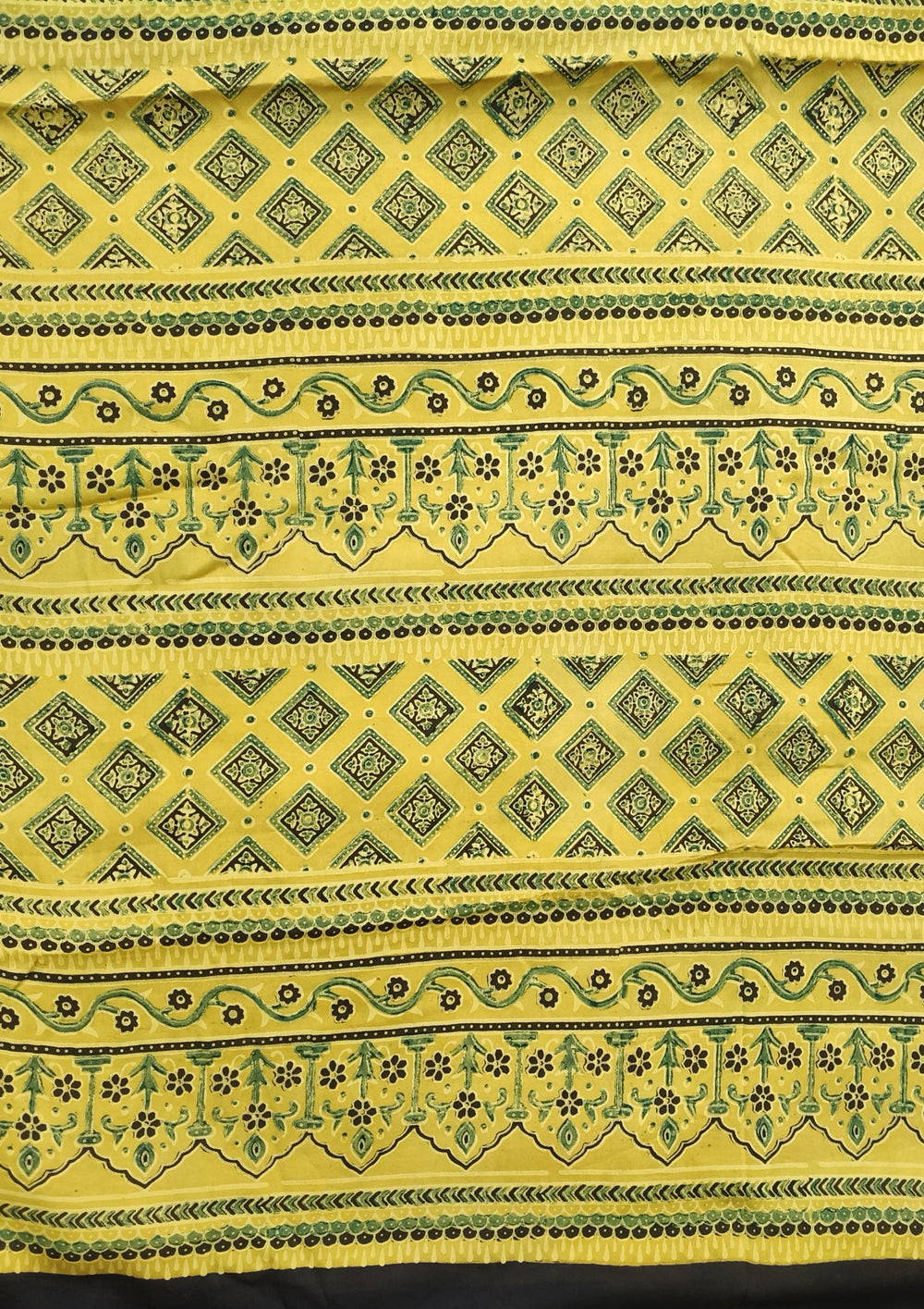 Ajrakh Handblock Printed Modal Saree - M10 Yellow - Wefta