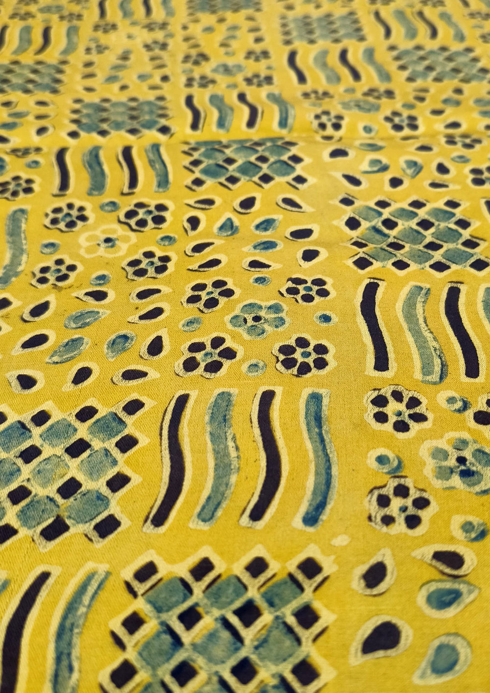 Ajrakh Handblock Printed Modal Saree - M10 Yellow - Wefta