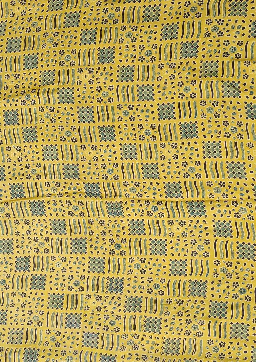 Ajrakh Handblock Printed Modal Saree - M10 Yellow - Wefta