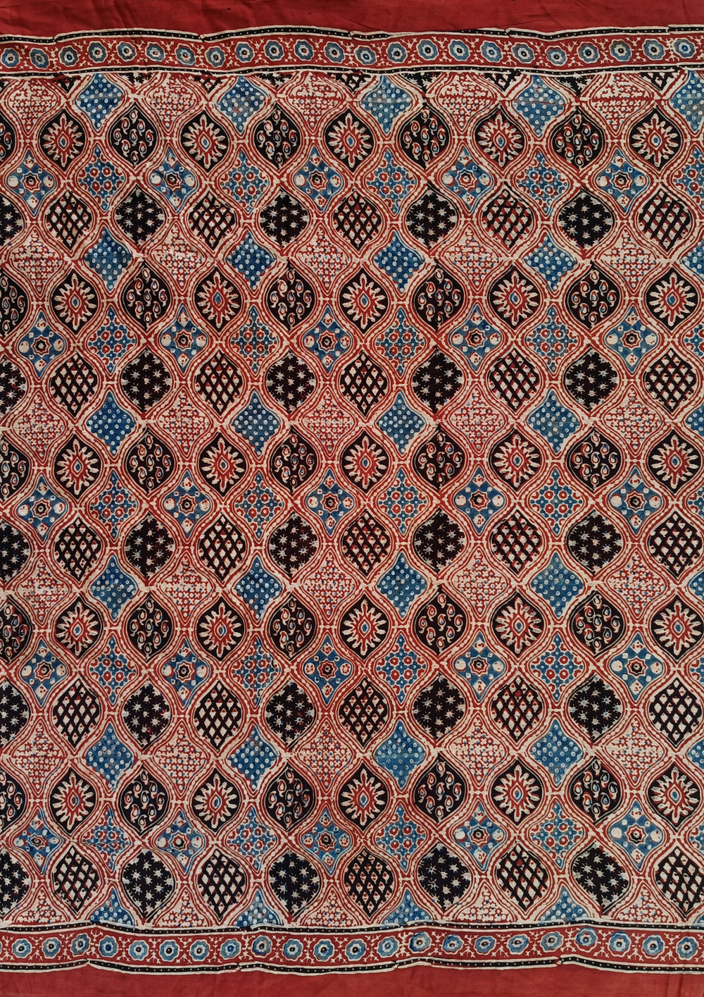 Ajrakh Handblock Printed Modal Saree - M15 Red - Wefta