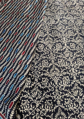 Ajrakh Handblock Printed Modal Saree - M16Ib Black - Wefta