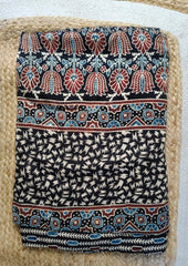 Ajrakh Handblock Printed Modal Saree - M16Ib Black - Wefta