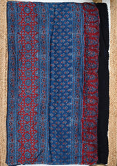 Ajrakh Handblock Printed Modal Saree - M2 Blue - Wefta