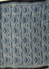 Ajrakh Handblock Printed Modal Saree- M7 Blue - Wefta