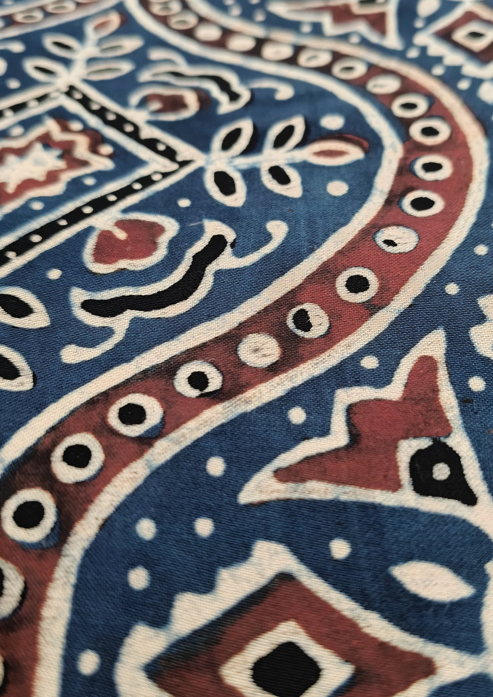 Ajrakh Handblock Printed Modal Saree - M9 Blue - Wefta
