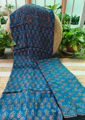 Ajrakh Handblock Printed Modal Suit - Blue Ajm2 - Wefta