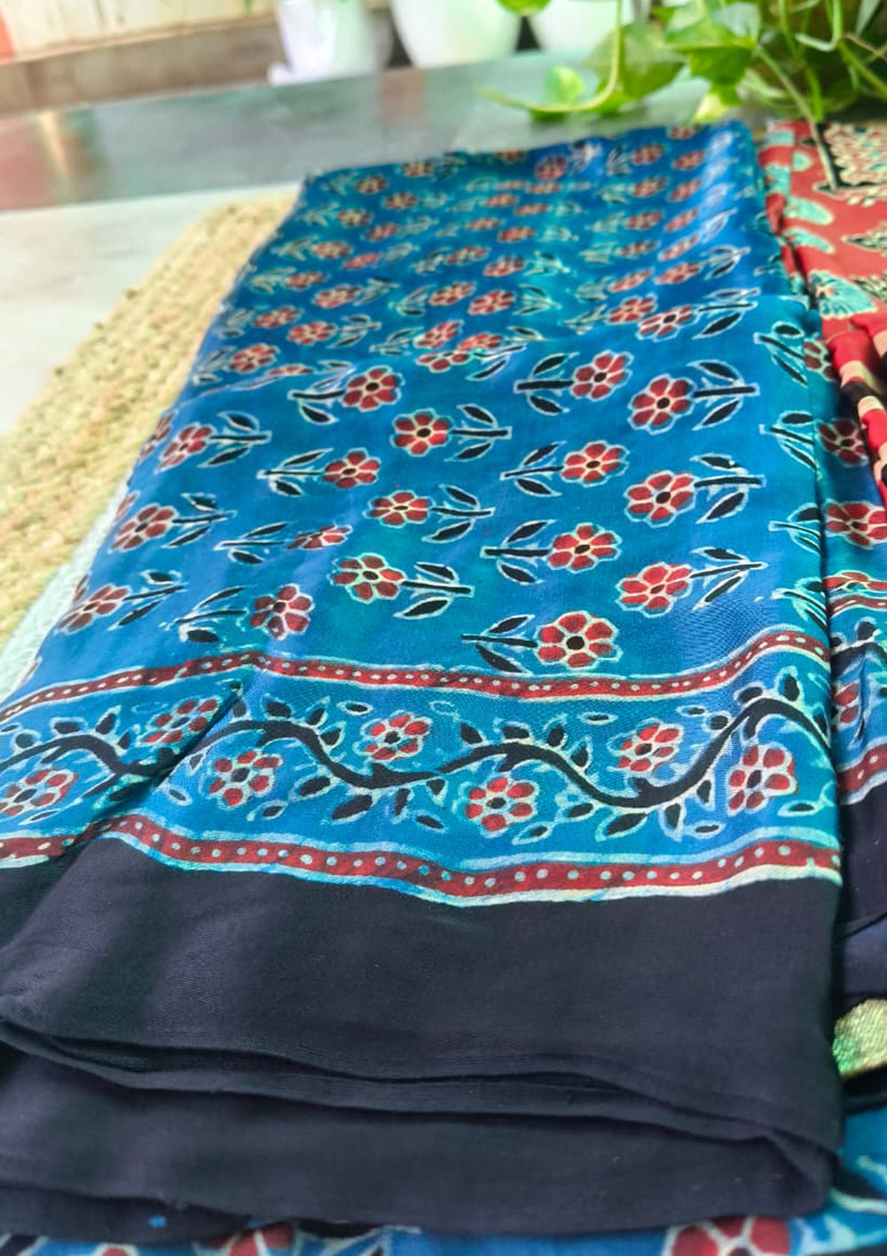 Ajrakh Handblock Printed Modal Suit - Blue Ajm2 - Wefta