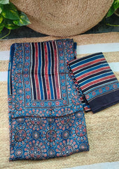 Ajrakh Handblock Printed Modal Suit - Blue Ajm4 - Wefta