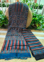 Ajrakh Handblock Printed Modal Suit - Blue Ajm4 - Wefta