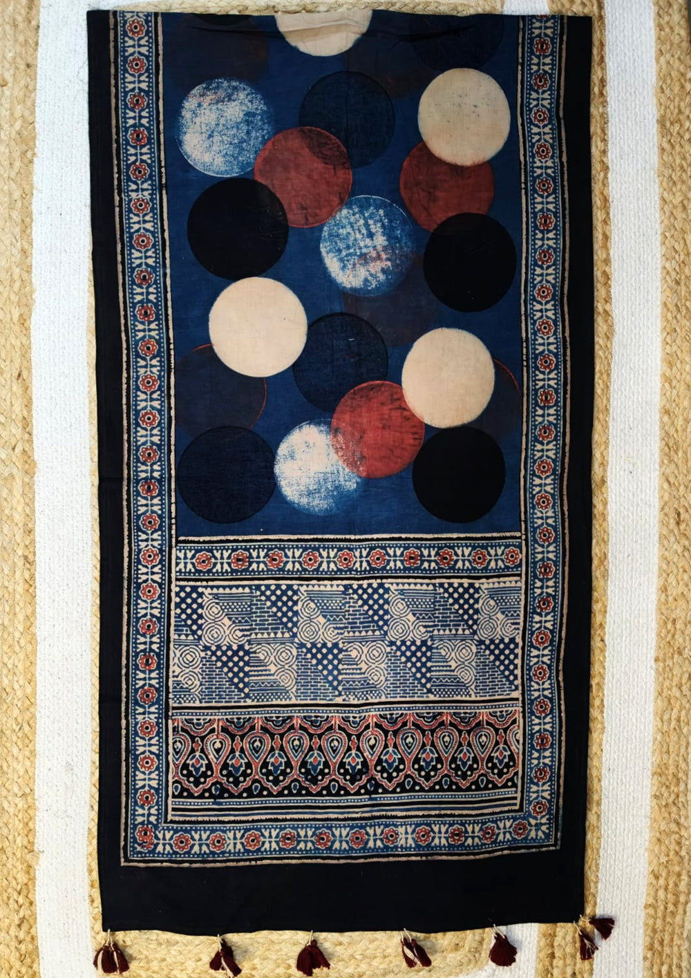 Ajrakh Stole - Blue B2 - Wefta