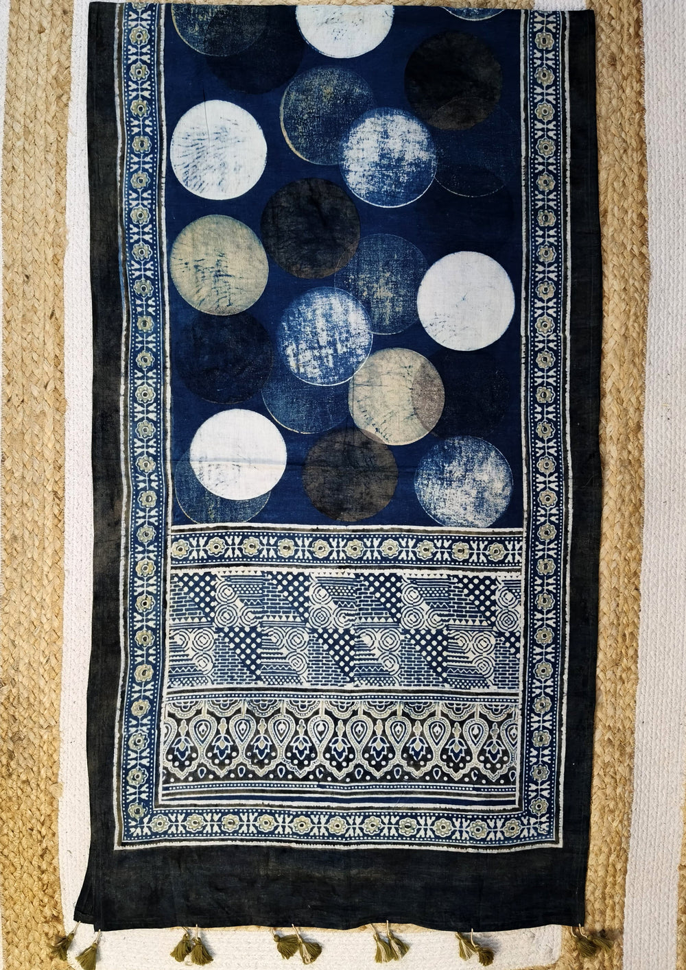 Ajrakh Stole- Blue B3 - Wefta
