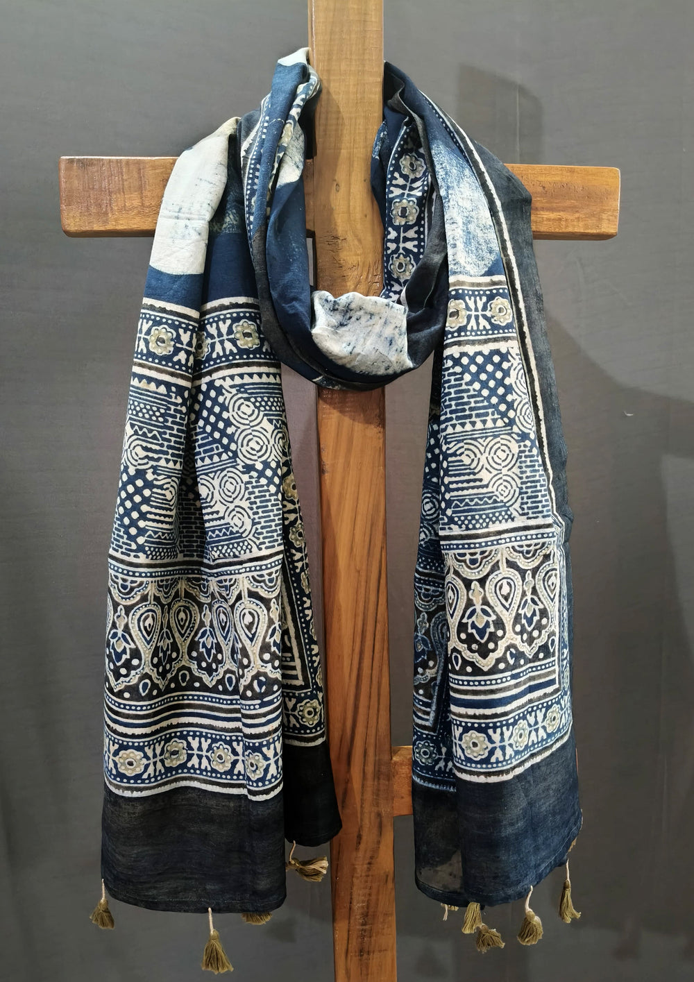 Ajrakh Stole- Blue B3 - Wefta