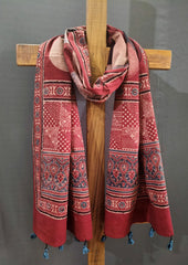 Ajrakh Stole - Red R1 - Wefta