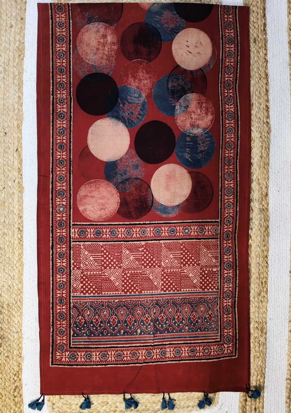 Ajrakh Stole - Red R1 - Wefta