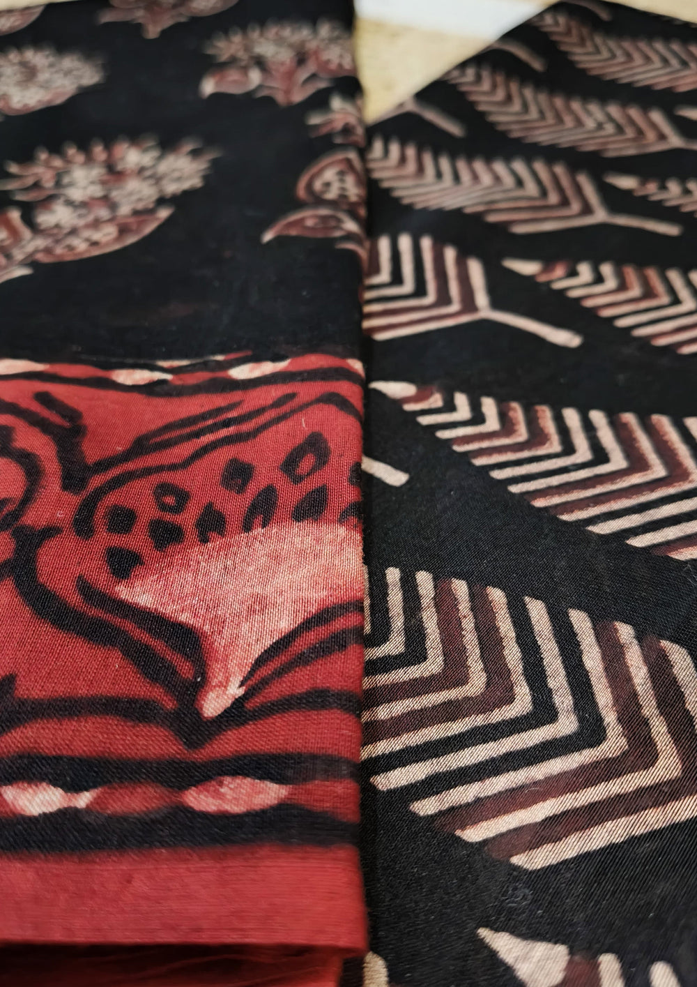 Bagru Chanderi Suit - Black 01 - Wefta