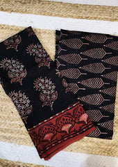 Bagru Chanderi Suit - Black 01 - Wefta