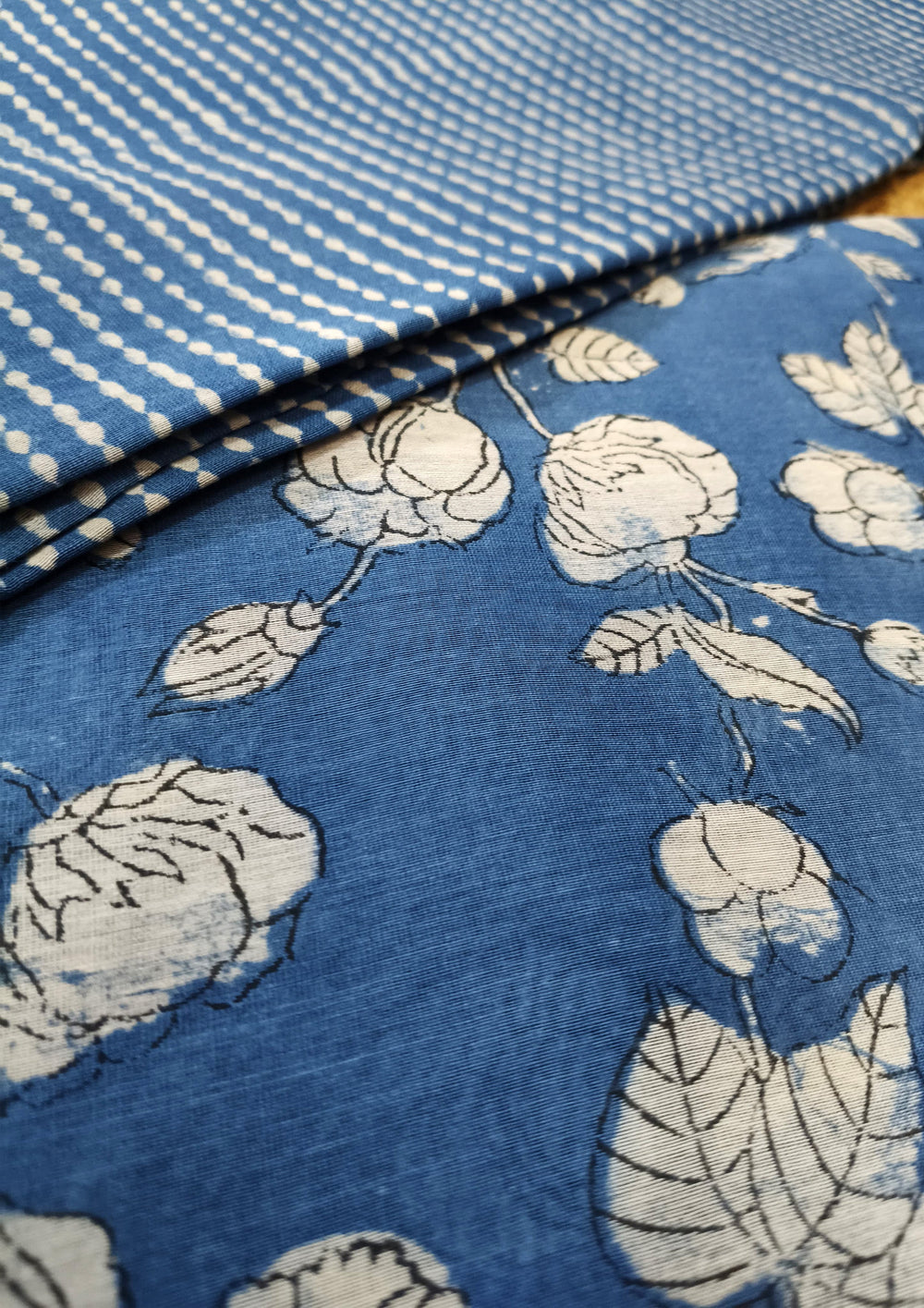 Bagru Chanderi Suit- Blue 02 - Wefta