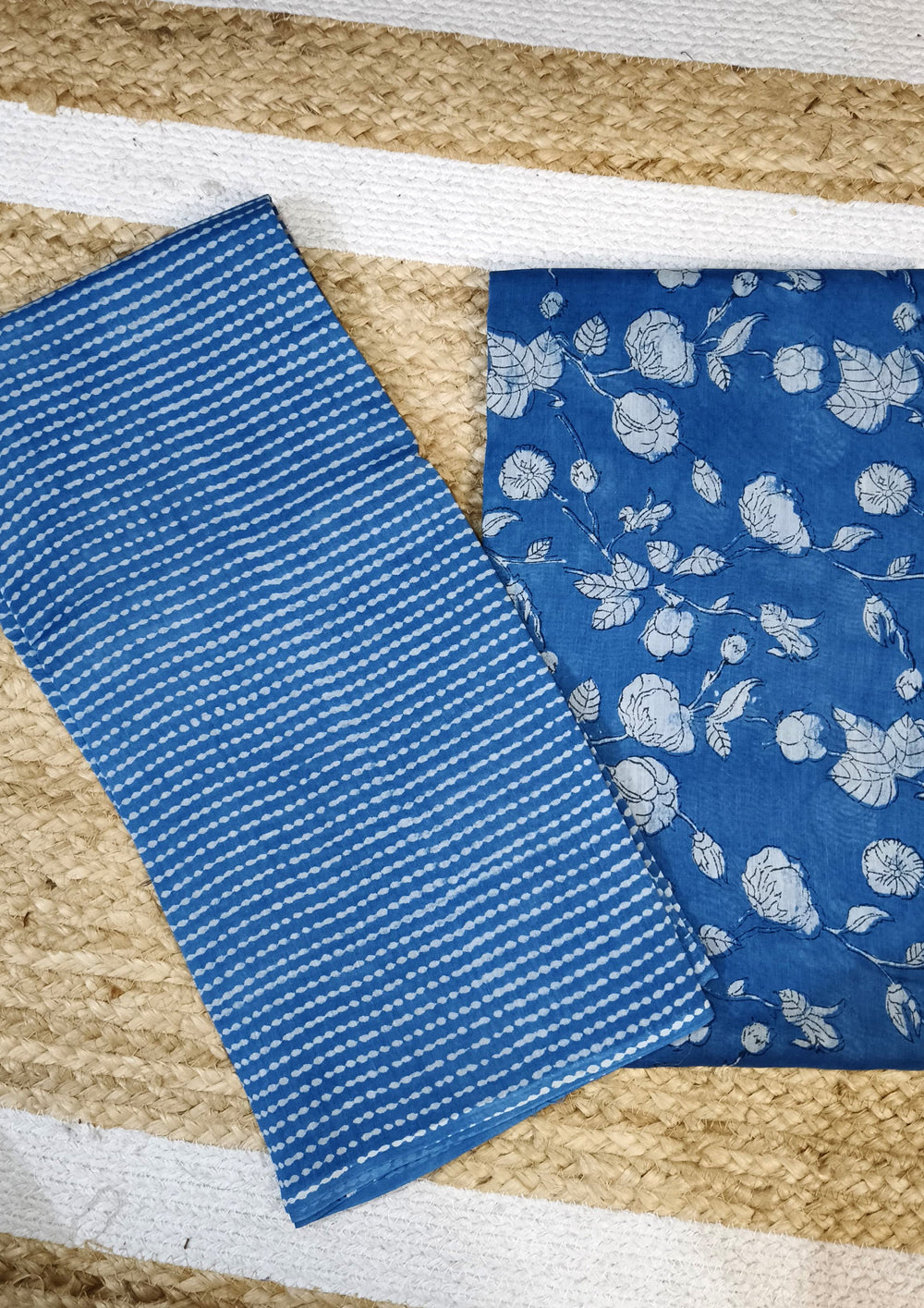 Bagru Chanderi Suit- Blue 02 - Wefta