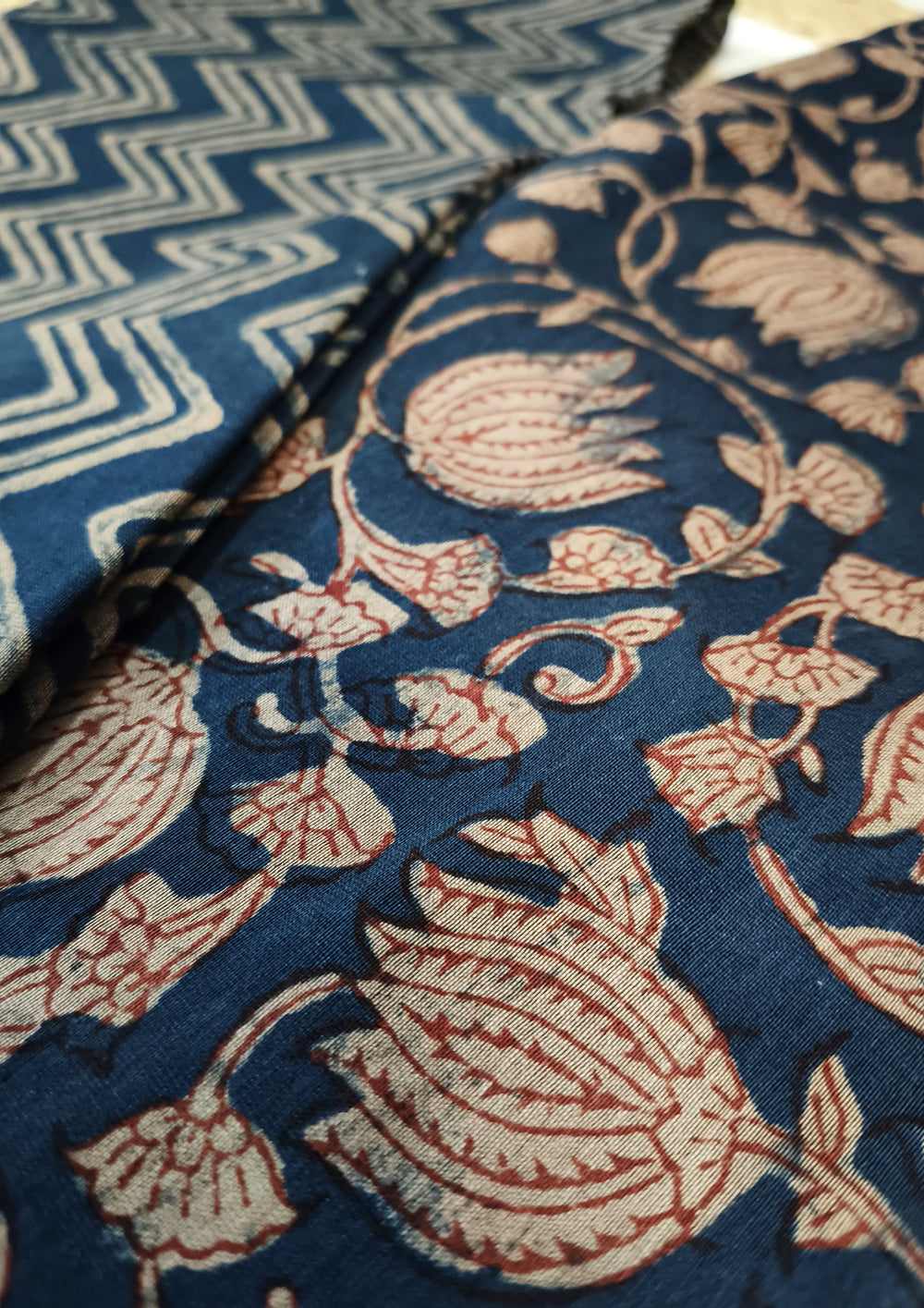 Bagru Chanderi Suit - Dark Blue 01 - Wefta