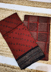 Bagru Chanderi Suit- Red 01 - Wefta