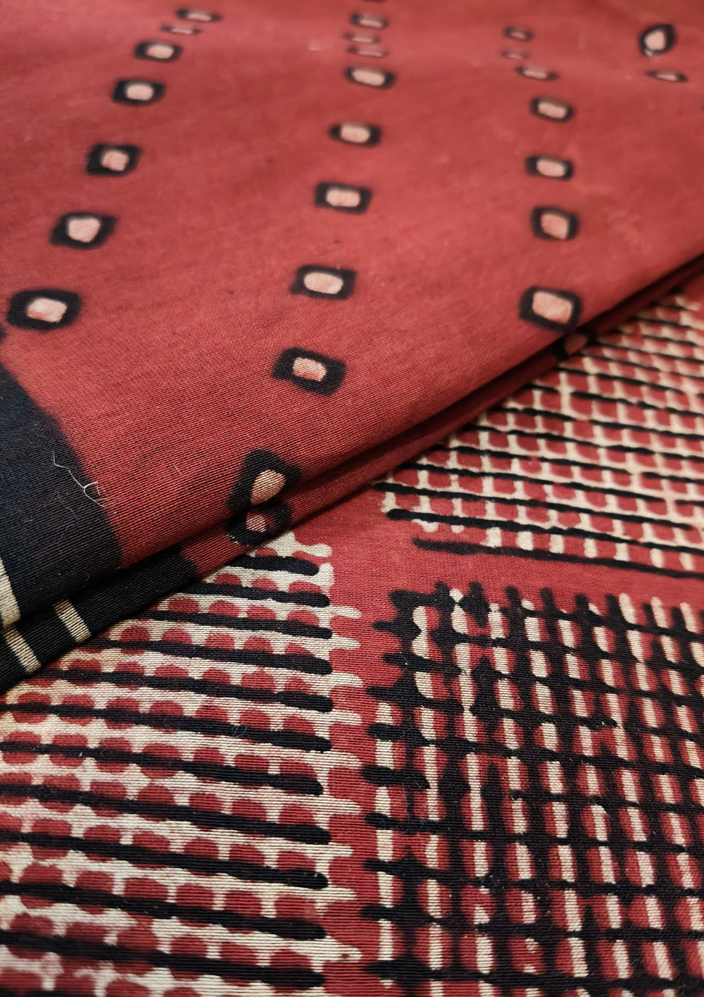 Bagru Chanderi Suit- Red 01 - Wefta